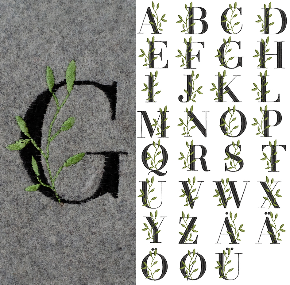Monogram letter and leaf / Monogram bokstav med blad
