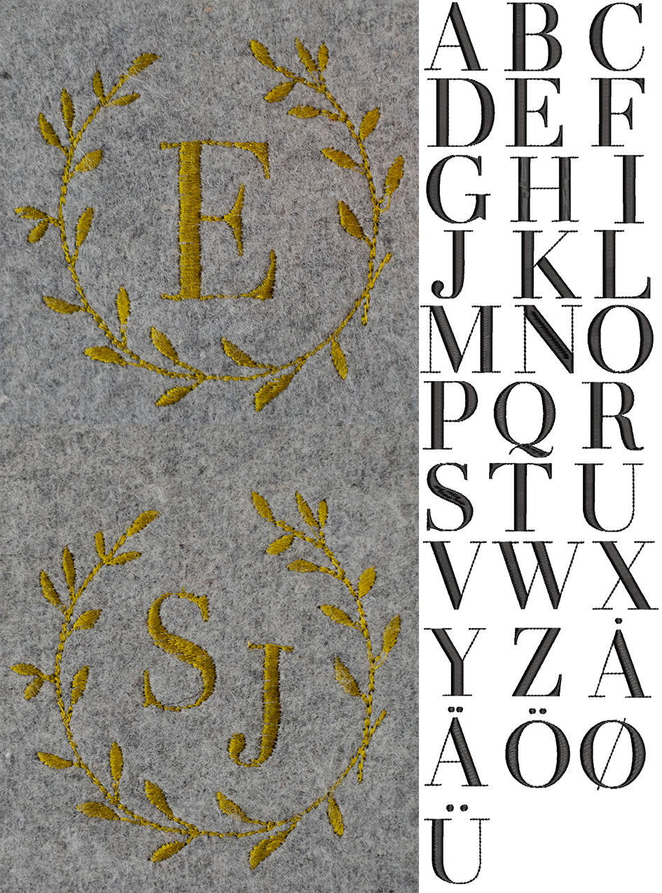 Monogram letter and wreath / Monogram bokstav med krans